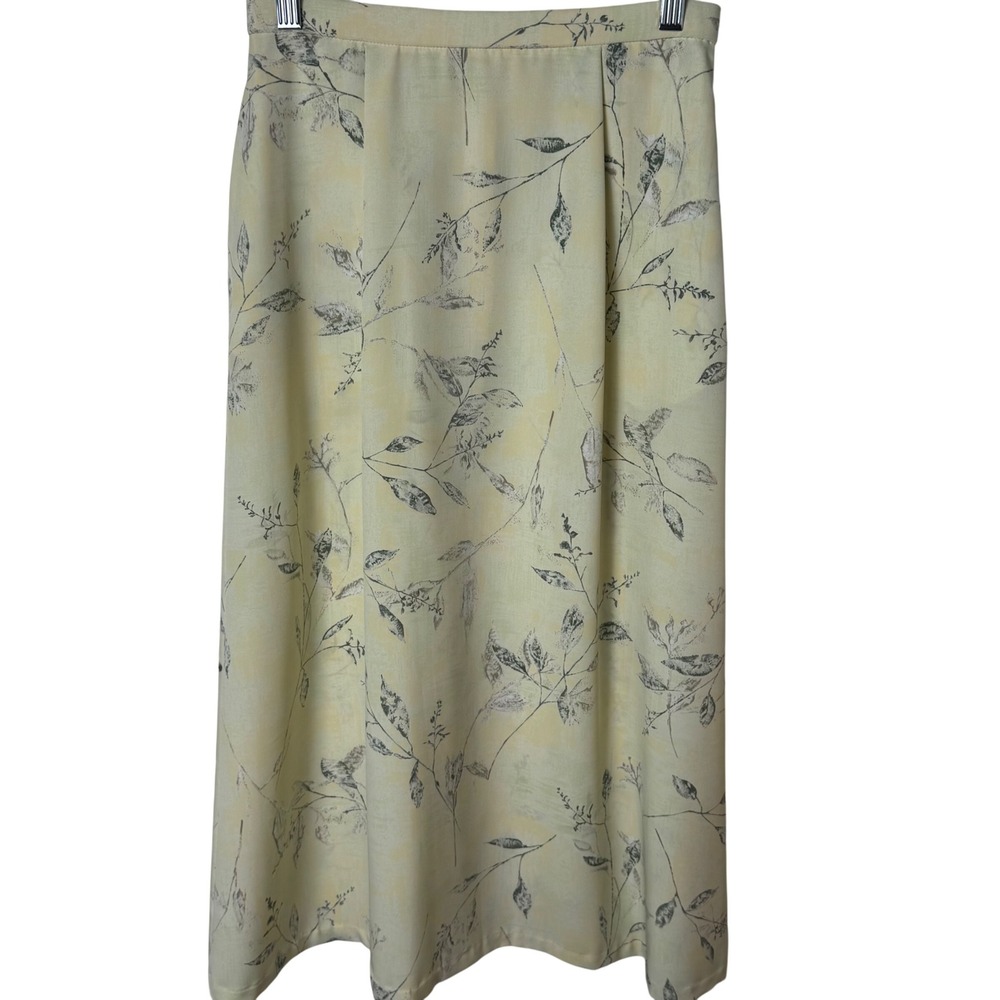 Pendleton midi Skirt Womens 6P Yellow Floral Botanical Leaf Print Made‎ in USA